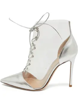 Gianvito Rossi: Серебристые ботинки 