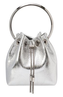 Jimmy Choo: Серебристая сумка  Bon Bon