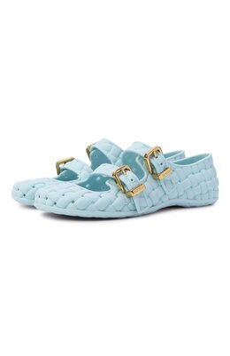Bottega Veneta: Голубые балетки 