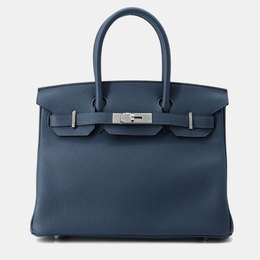 Hermes: Голубая сумка на руку  Birkin 30