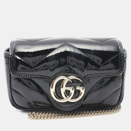 Gucci: Чёрная сумка  GG Marmont
