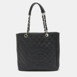 Chanel: Чёрная сумка-шоппер 