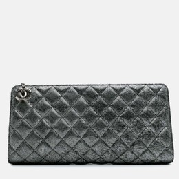 Chanel: Серебристый клатч 