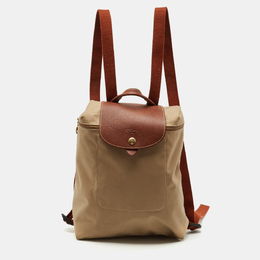 Longchamp: Бежевый рюкзак  Le Pliage