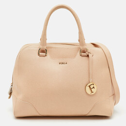 Furla: Бежевая сумка 
