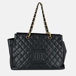 Chanel: Чёрная сумка-шоппер 