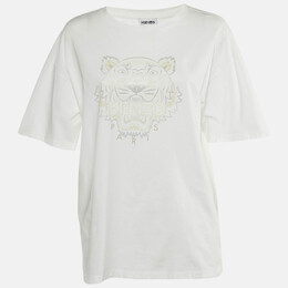 Kenzo: Белая футболка  Tiger