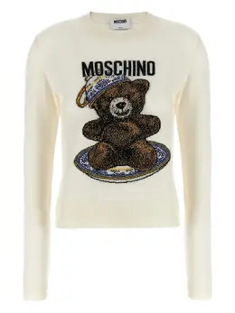Moschino: Белый свитер  Teddy