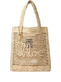 Chloé: Бежевая сумка-шоппер 