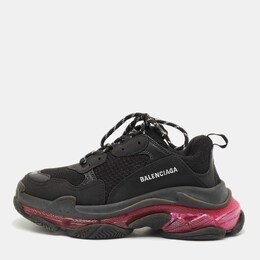 Balenciaga: Чёрные кроссовки  Triple S Clear Sole