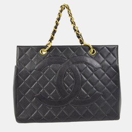 Chanel: Чёрная сумка-шоппер 