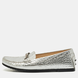 Tod's: Серебристые мокасины 