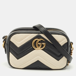 Gucci: Чёрная сумка через плечо  GG Marmont