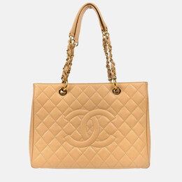 Chanel: Бежевая сумка-шоппер 