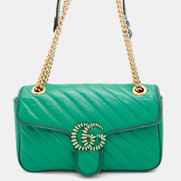 Gucci: Зелёная сумка  GG Marmont