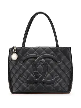 CHANEL Pre-Owned: Чёрная сумка-шоппер 