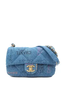 CHANEL Pre-Owned: Голубая сумка через плечо 