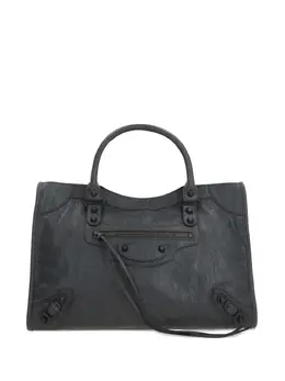 Balenciaga: Тёмная сумка-шоппер 