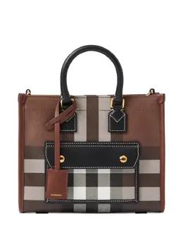 Burberry: Коричневая сумка-шоппер  Freya