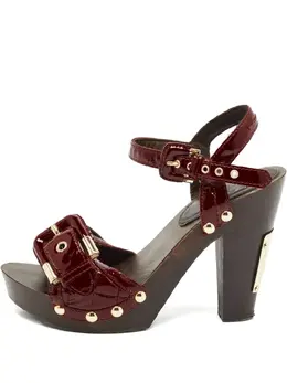 Burberry Pre-Owned: Бордовые босоножки 