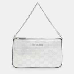 Michael Kors: Серебристая сумка через плечо  Jet Set
