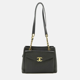 Chanel: Чёрная сумка-шоппер 