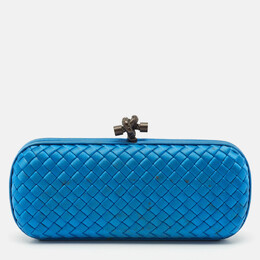 Bottega Veneta: Голубой клатч  Intrecciato