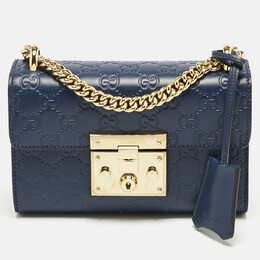 Gucci: Синяя сумка  Padlock