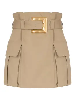 Balmain: Бежевая юбка 