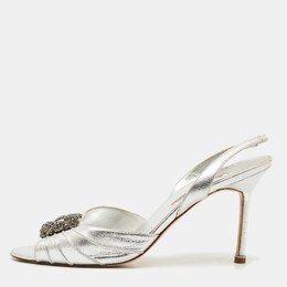 Manolo Blahnik: Серебристые сандалии 