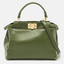 Fendi: Зелёная сумка на руку  Peekaboo