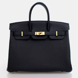 Hermes: Чёрная сумка-шоппер  Birkin 25
