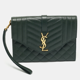 Saint Laurent Paris: Зелёный клатч  Envelope