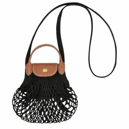 Longchamp: Чёрная сумка  Le Pliage