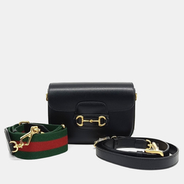 Gucci: Чёрная сумка  Horsebit 1955