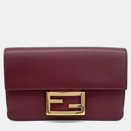 Fendi: Бордовая сумка  Baguette