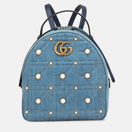 Gucci: Голубой рюкзак  GG Marmont