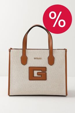 Guess: Бежевая сумка 