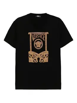 Versace: Футболка со стразами 