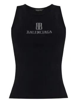 Balenciaga: Чёрная майка  BB