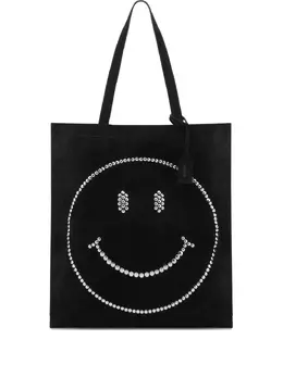 Moschino: Чёрная сумка-шоппер  Smiley