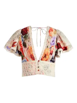 alice + olivia: Блуза с растительным принтом 
