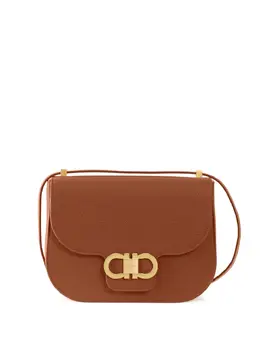 Ferragamo: Коричневая сумка  Double Gancini