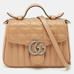 Gucci: Бежевая сумка на руку  GG Marmont