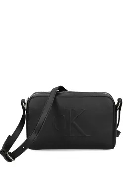 Calvin Klein: Чёрная сумка через плечо 