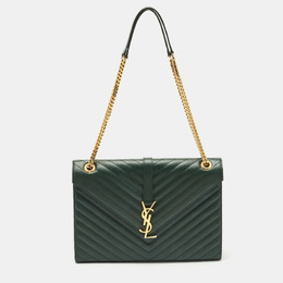 Saint Laurent Paris: Зелёная сумка  Monogram Envelope