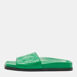 Gucci: Зелёные сандалии  GG