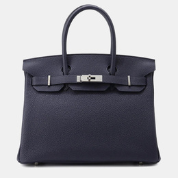 Hermes: Голубая сумка на руку  Birkin 30