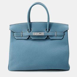 Hermes: Голубая сумка на руку  Birkin 35