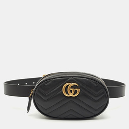 Gucci: Чёрная поясная сумка  GG Marmont